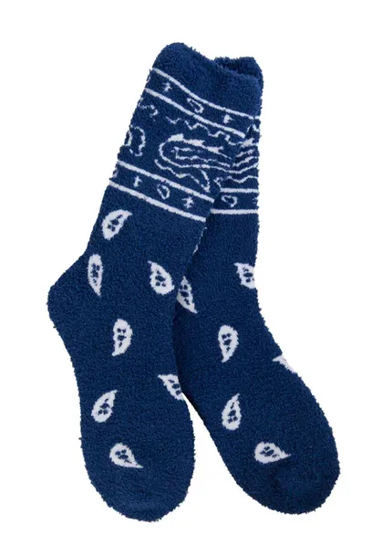 Bandana Cozy Crew Socks- Red or Navy