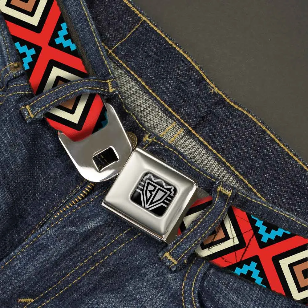 BD Wings Logo CLOSE-UP Full Color Black Silver Seatbelt Belt - Geometric1 Black/Red/Tan/Brown/Baby Blue Webbing