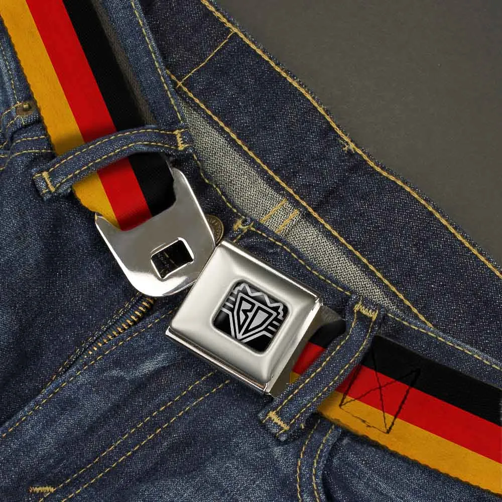 BD Wings Logo CLOSE-UP Full Color Black Silver Seatbelt Belt - Germany Flag Weathered Webbing