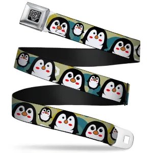 BD Wings Logo CLOSE-UP Full Color Black Silver Seatbelt Belt - Penguin Cartoon Webbing