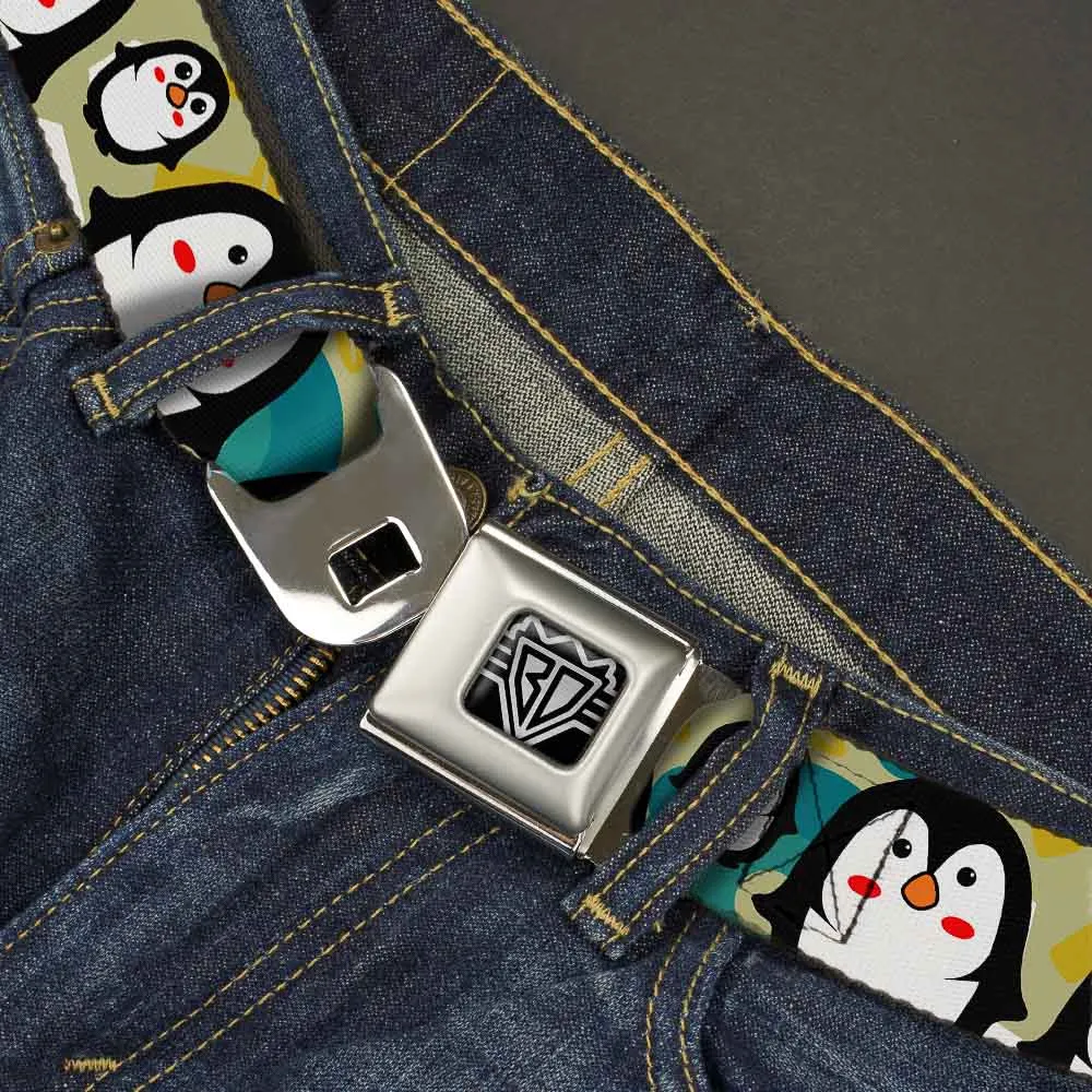 BD Wings Logo CLOSE-UP Full Color Black Silver Seatbelt Belt - Penguin Cartoon Webbing