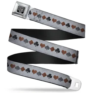 BD Wings Logo CLOSE-UP Full Color Black Silver Seatbelt Belt - Suits Gray Stone Webbing