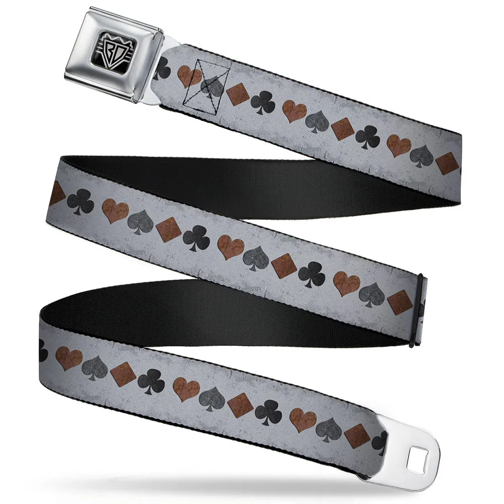 BD Wings Logo CLOSE-UP Full Color Black Silver Seatbelt Belt - Suits Gray Stone Webbing