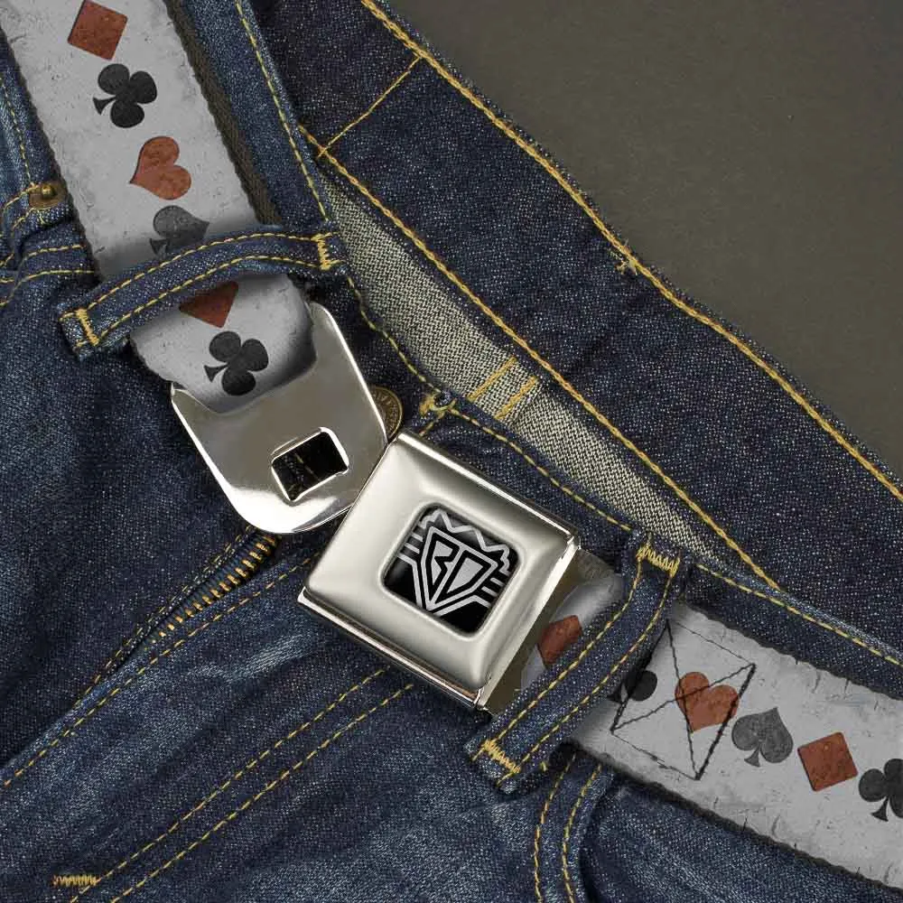 BD Wings Logo CLOSE-UP Full Color Black Silver Seatbelt Belt - Suits Gray Stone Webbing