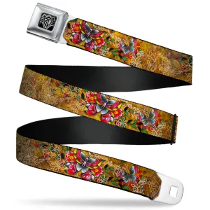 BD Wings Logo CLOSE-UP Full Color Black Silver Seatbelt Belt - TJ-Butterflies Webbing