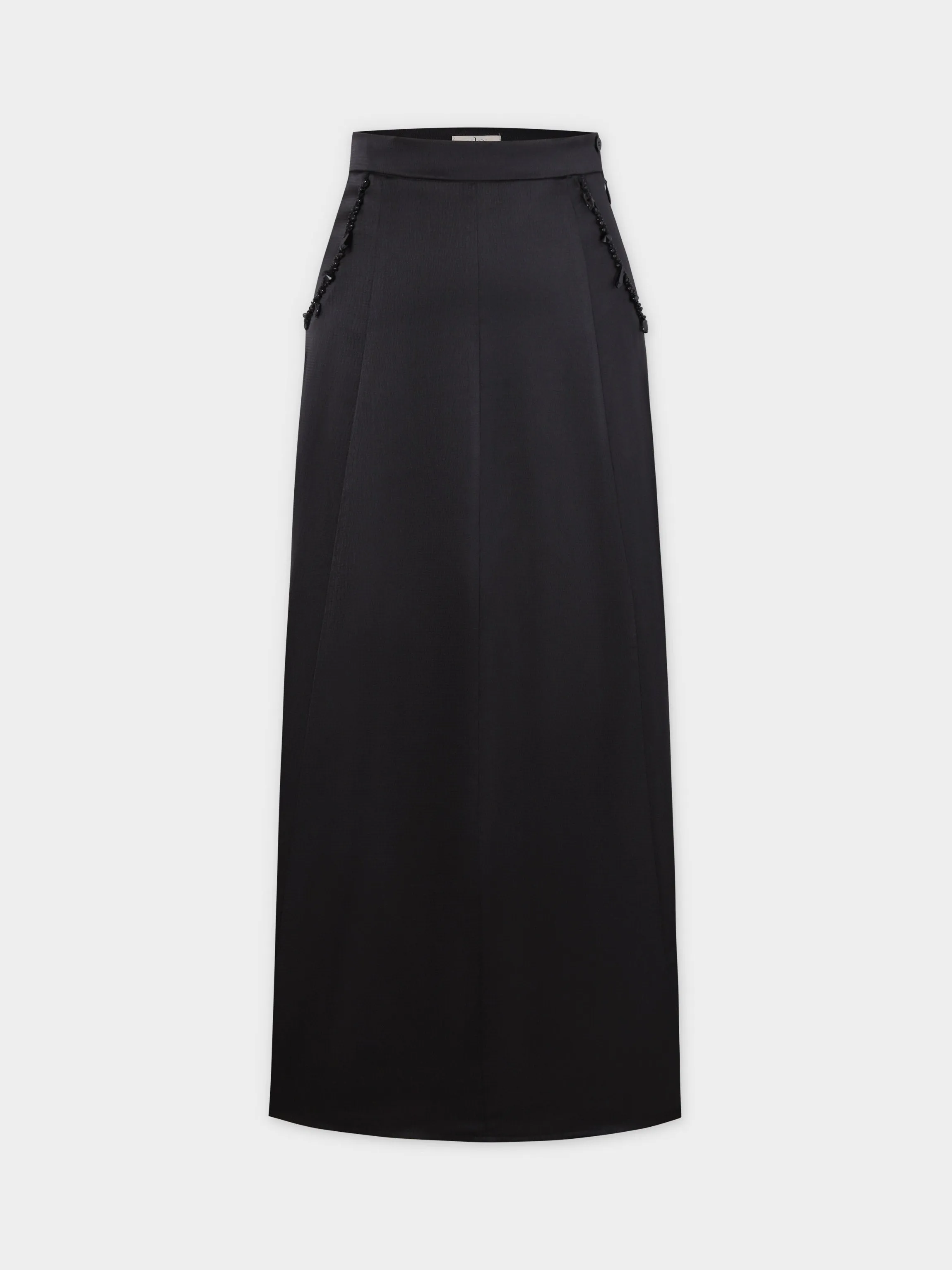 Beaded Trim Skirt-Black