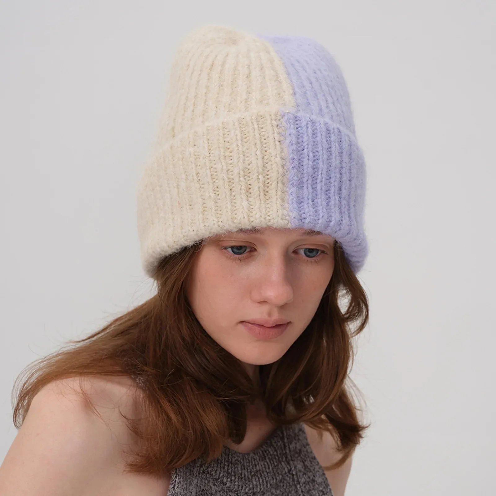 Big Head Circumference Warm Wool Knitted Female Autumn Winter Hat