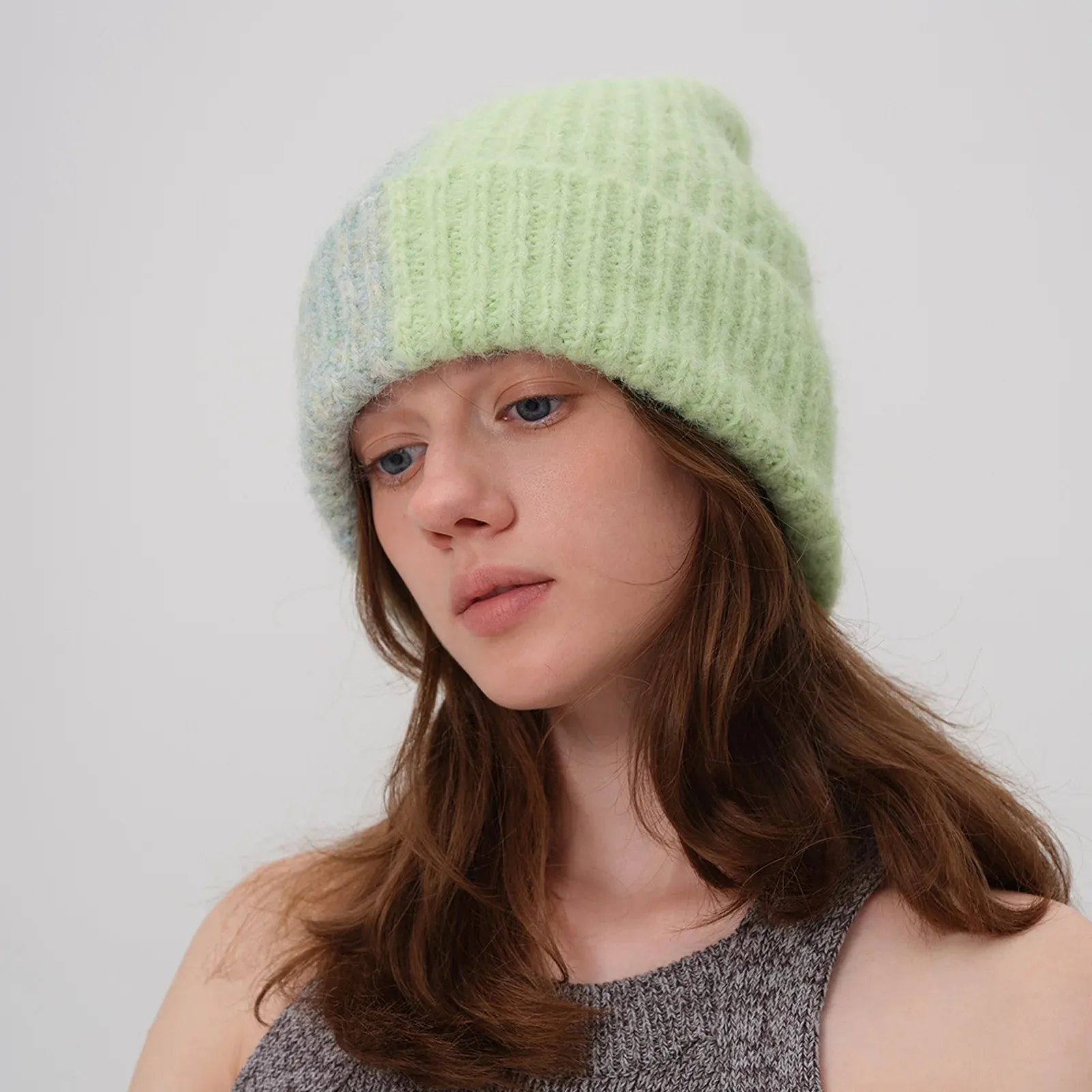 Big Head Circumference Warm Wool Knitted Female Autumn Winter Hat