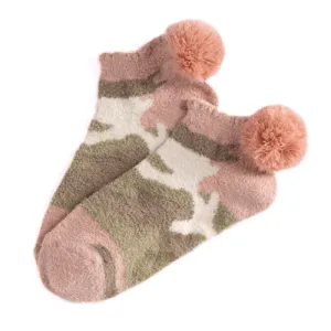 Blush Camo Socks, Non-skid