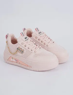 Blush Luxe Chain Sneakers – Elegant Style, Everyday Comfort