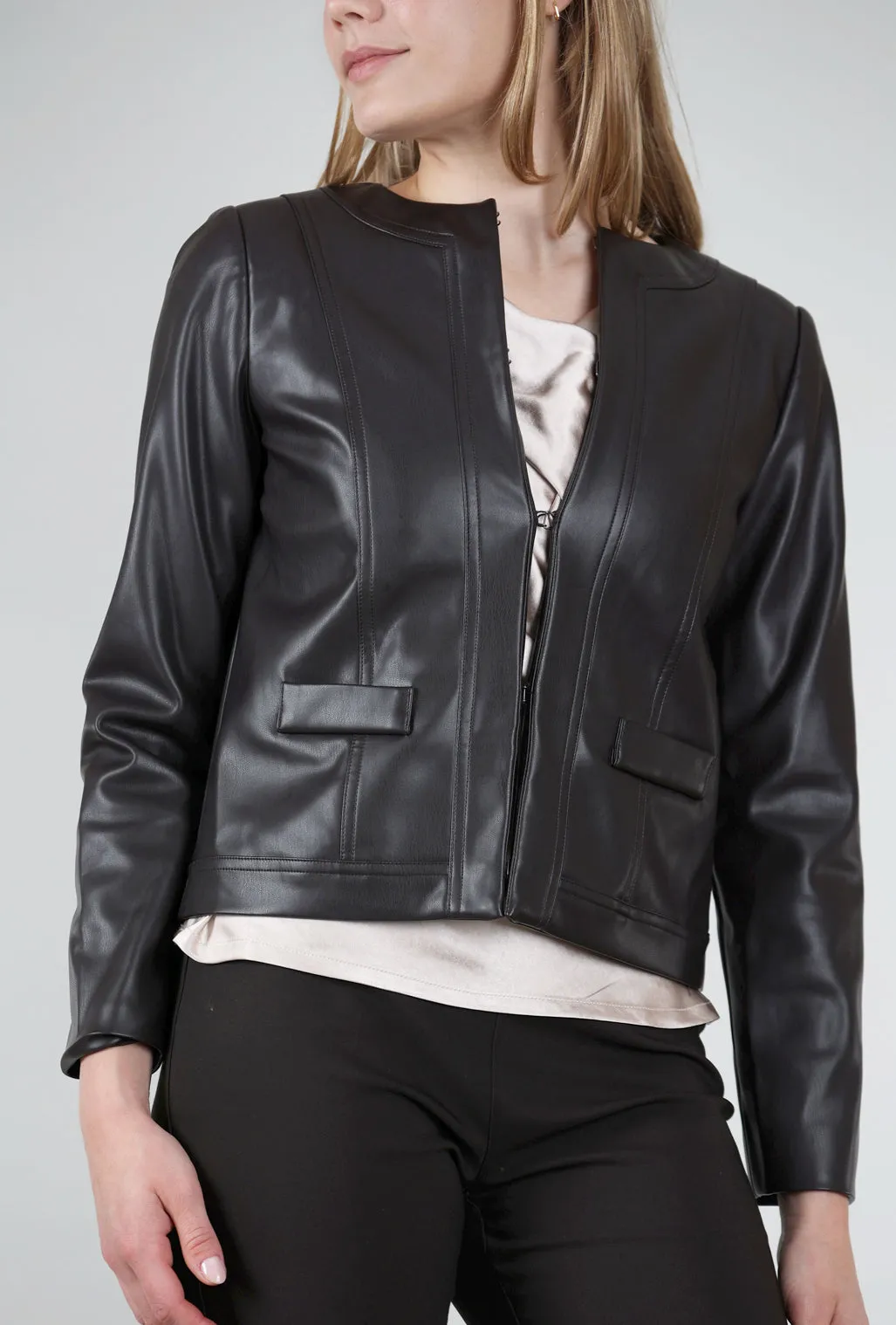 Coco Faux Leather Jacket, Brown