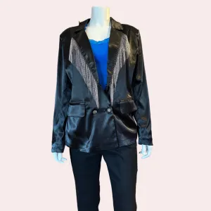 Cowboy tuxedo blazer with fringe