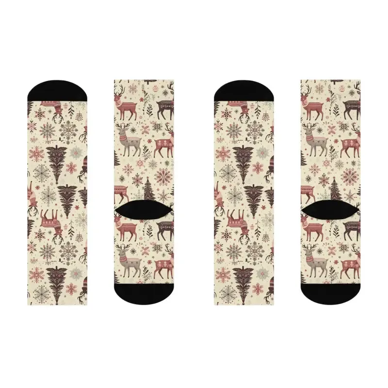 Cozy Christmas Crew Socks Delightful Reindeer Patterns