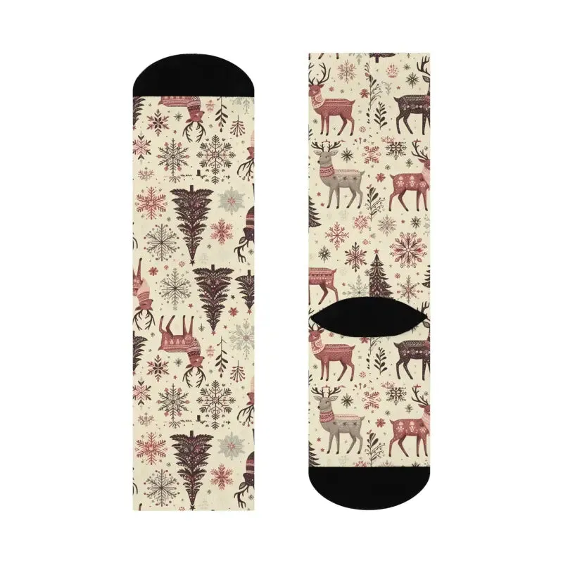 Cozy Christmas Crew Socks Delightful Reindeer Patterns