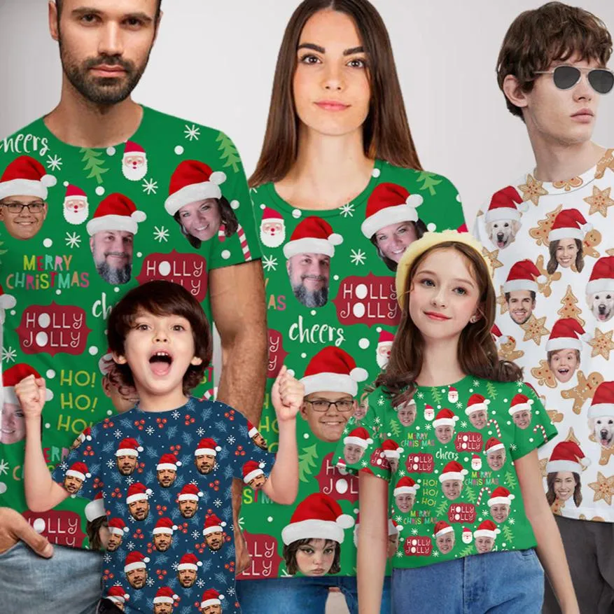 Custom Face Classic T-shirt Family Matching for Men Women and Kids(S-6XL)(10 Styles)