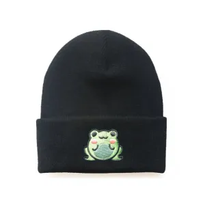 Cute Frog Embroidered Warm Beanie