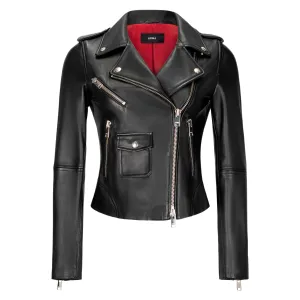 Delhi Leather Biker Jacket - Black