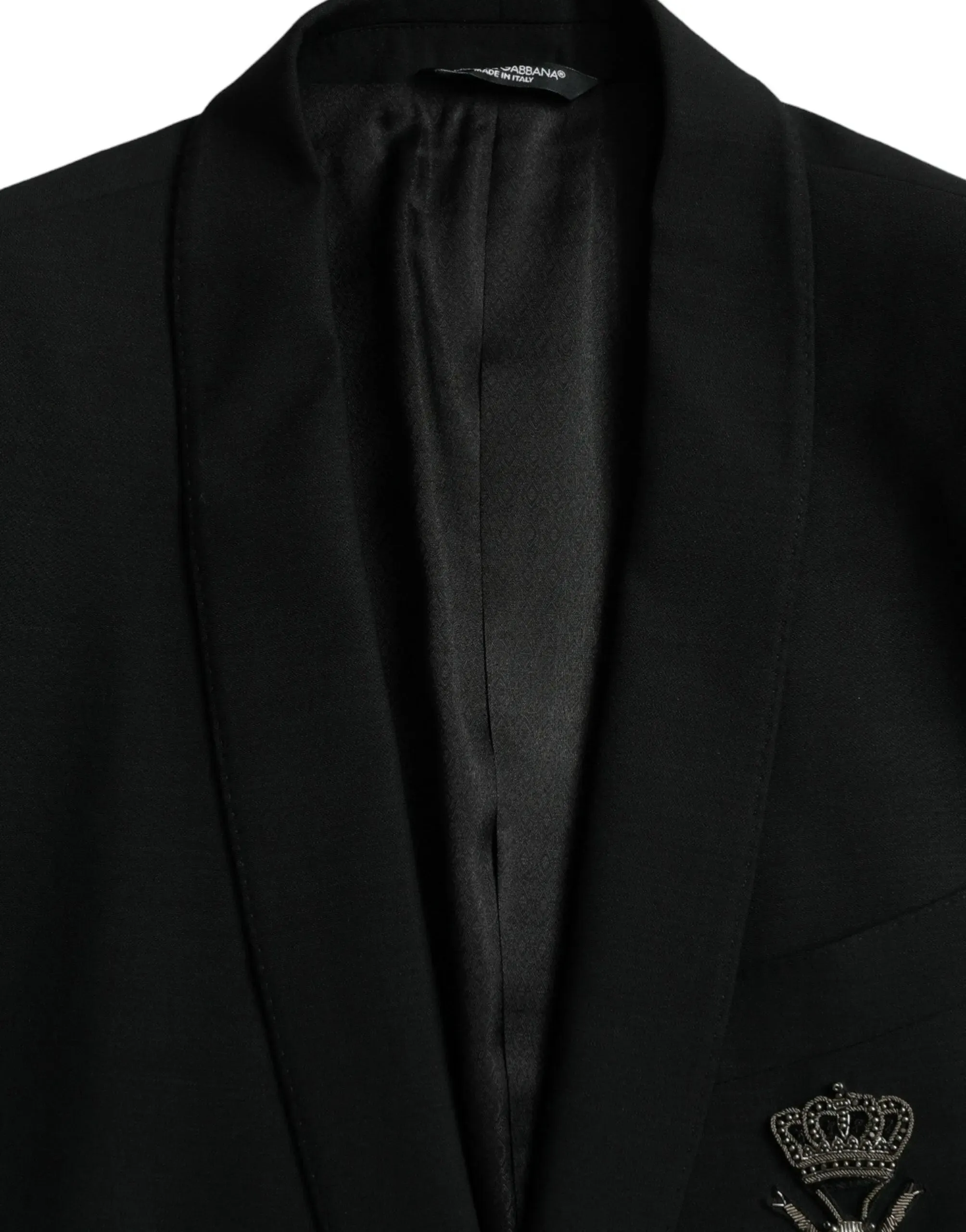 Dolce & Gabbana Black Blazer With Crown Bee Patch