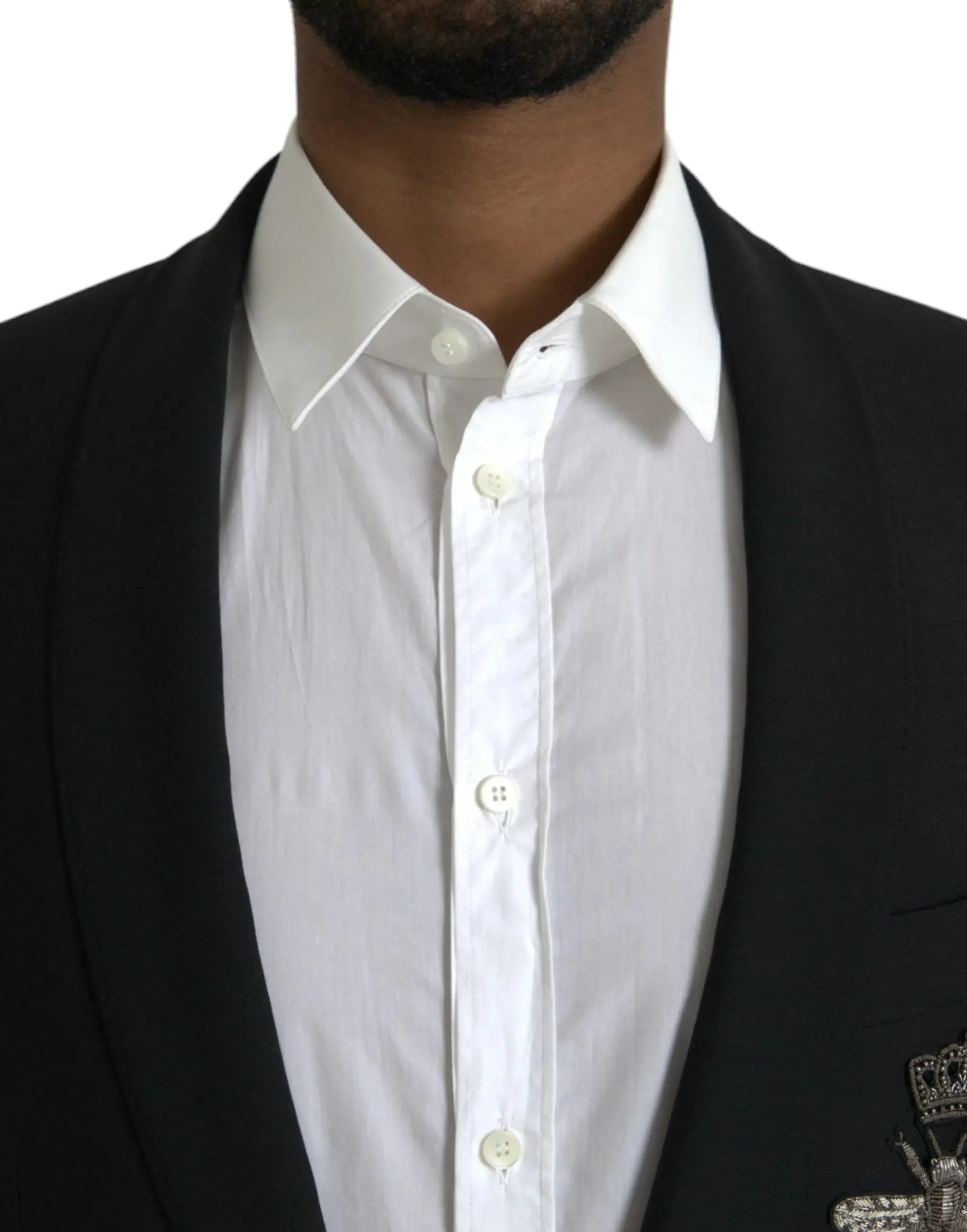 Dolce & Gabbana Black Blazer With Crown Bee Patch