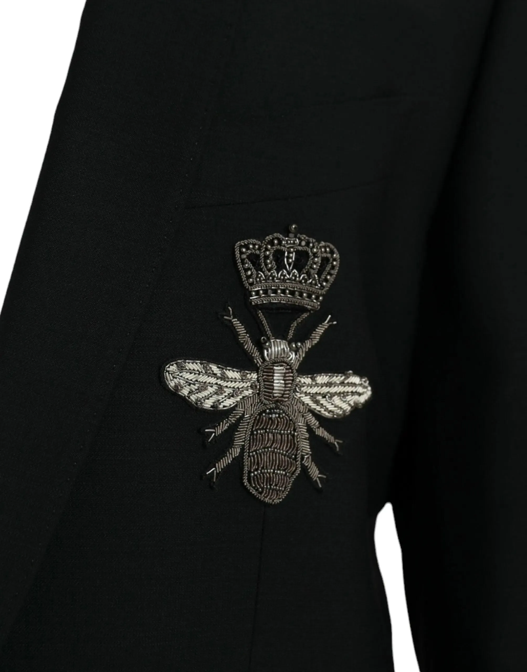 Dolce & Gabbana Black Blazer With Crown Bee Patch