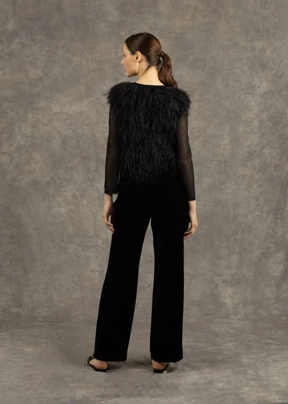 Fee G Black Feather Embellished Jacket