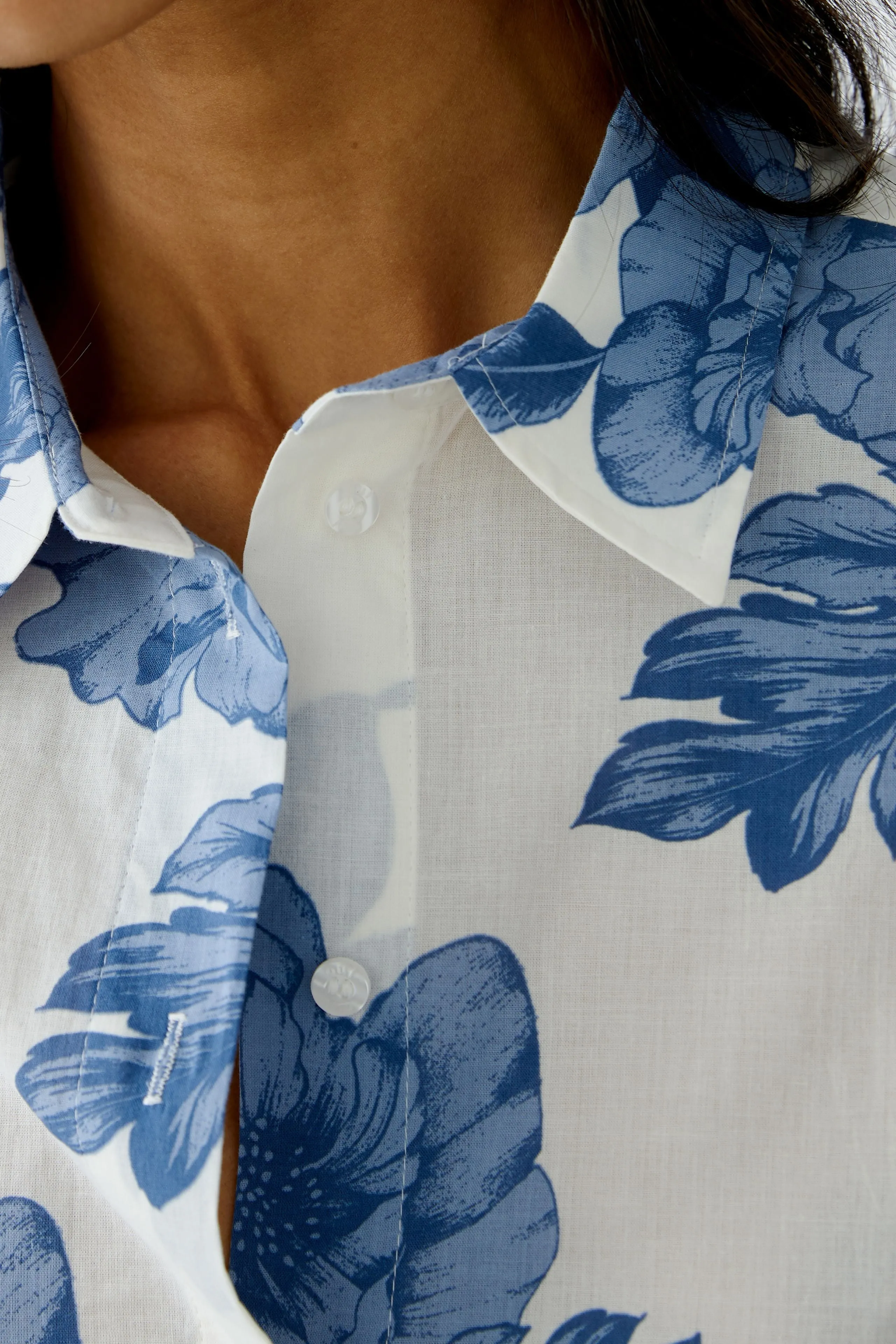 Floral Shirt - Blue/White