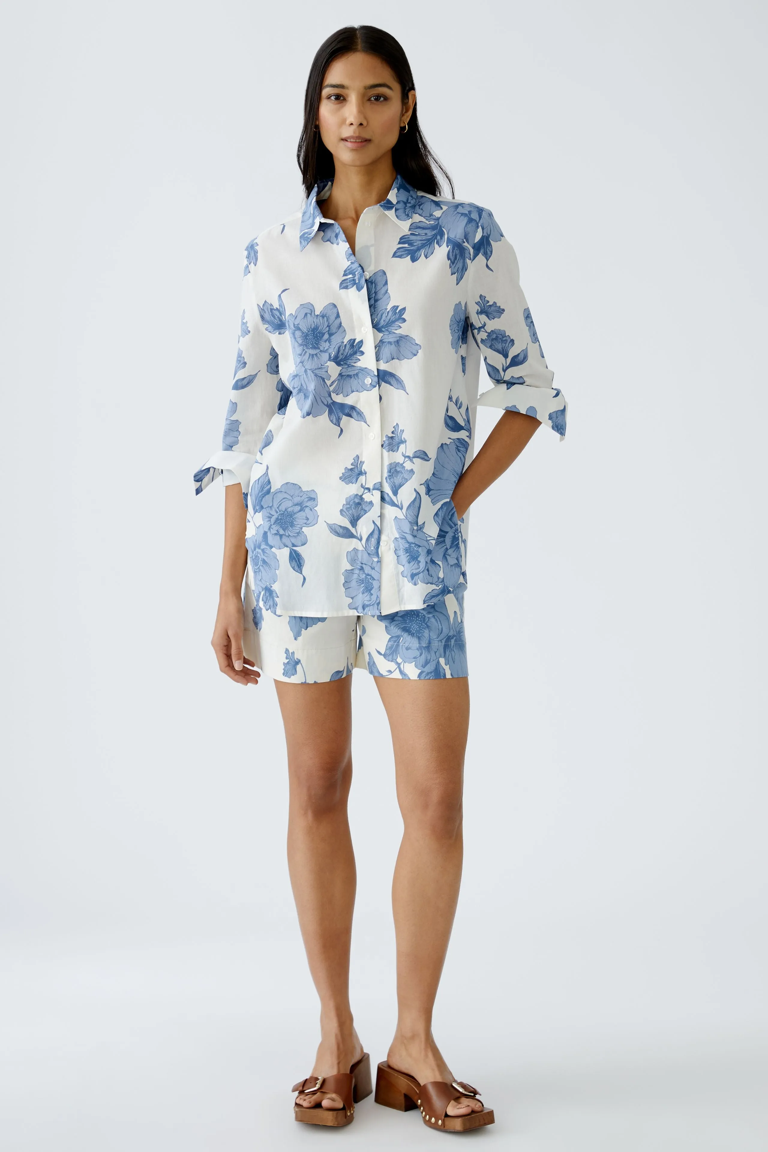 Floral Shirt - Blue/White