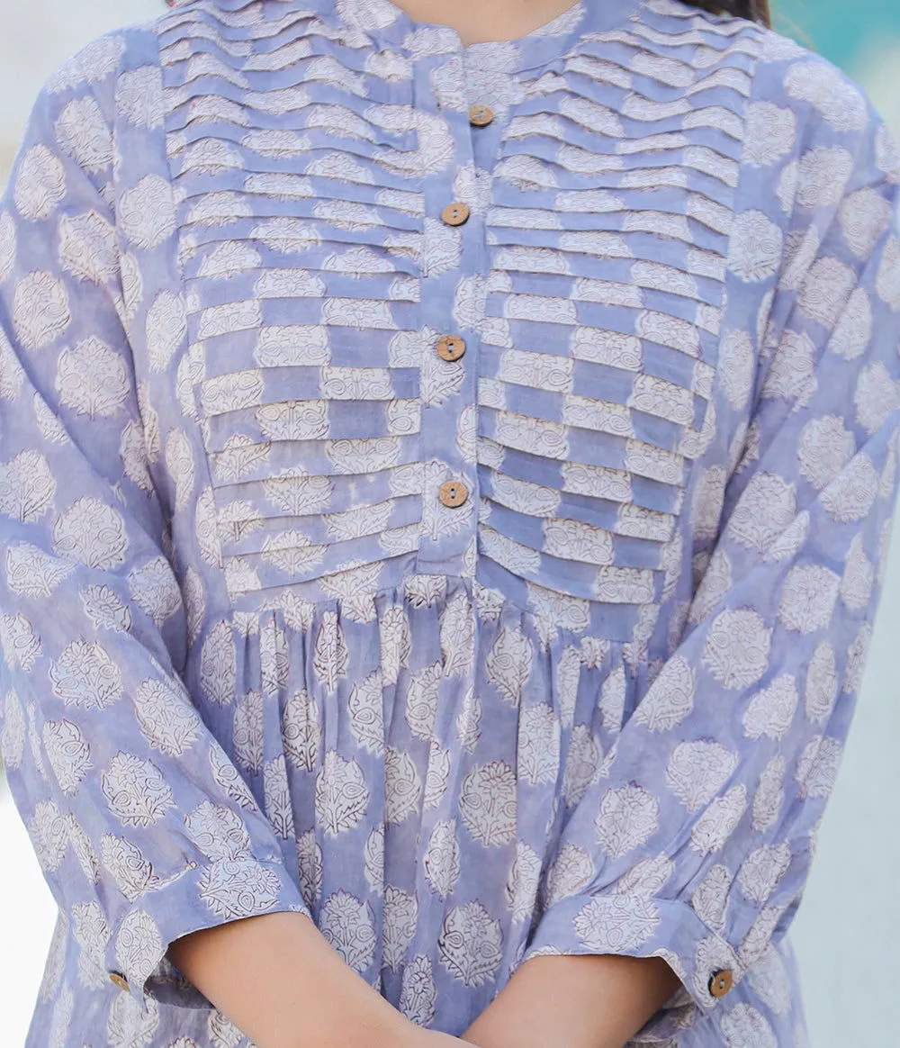 Gray Cotton Handblock Top (Set Of 1)