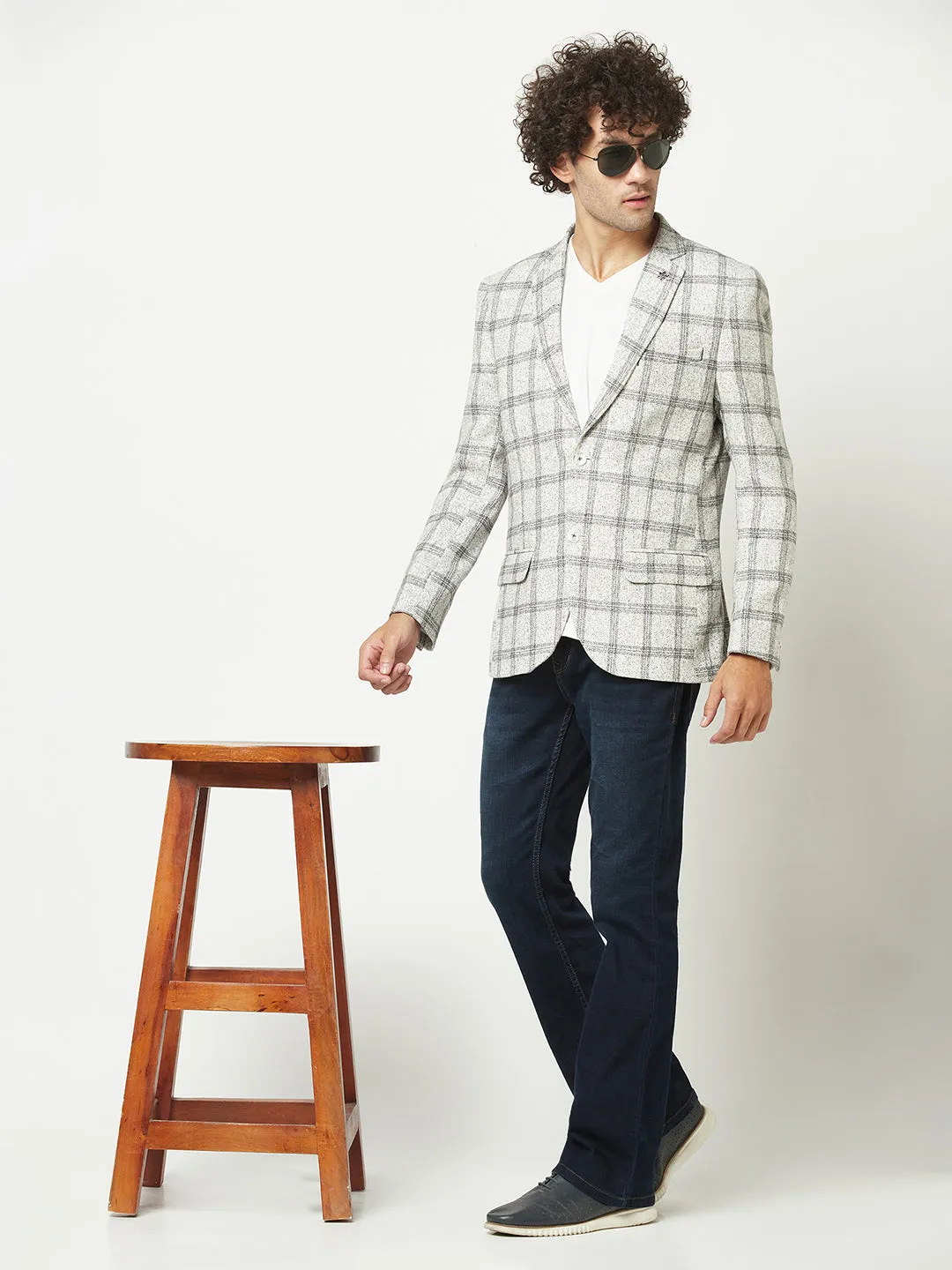 Grey Checkered Blazer