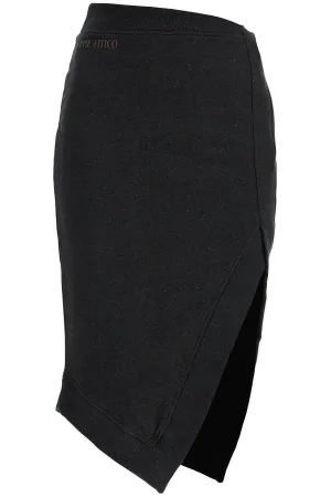high-waisted asymmetrical midi skirt in faded black cotton 250WCS00263JJF007AA BLACK FADE/BROWN