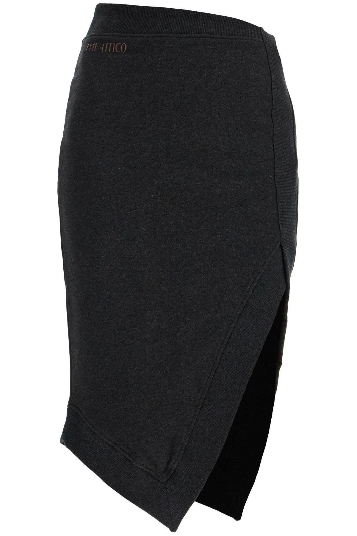high-waisted asymmetrical midi skirt in faded black cotton 250WCS00263JJF007AA BLACK FADE/BROWN