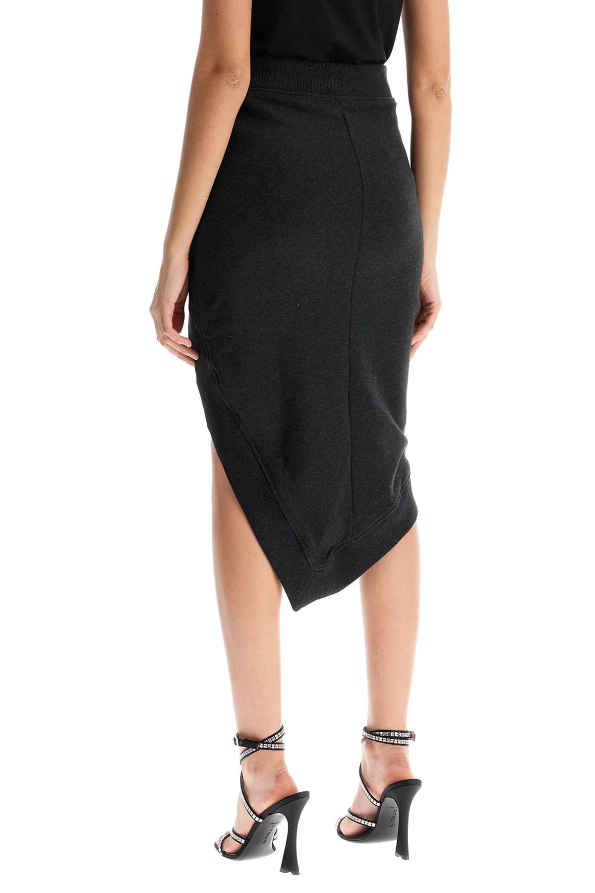 high-waisted asymmetrical midi skirt in faded black cotton 250WCS00263JJF007AA BLACK FADE/BROWN