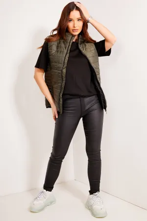 Khaki Padded Zip Up Gilet