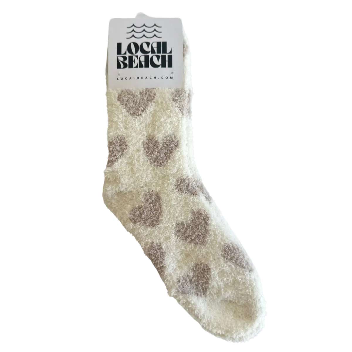 Local Beach Love Collection Heart Cozy Socks - SAND/CREAM