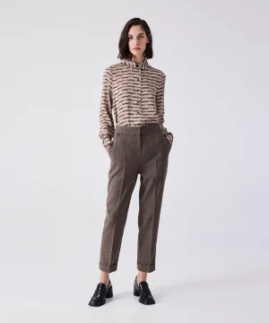 Machka Double Leg Trousers Walnut/Taupe