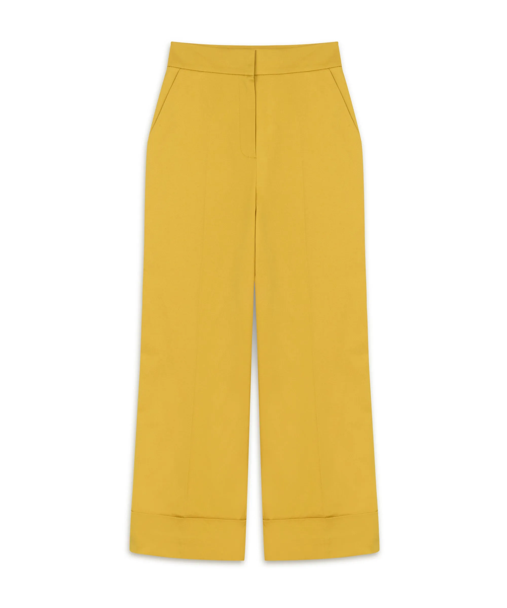 Machka Folded Hem Gabardine Trousers Yellow