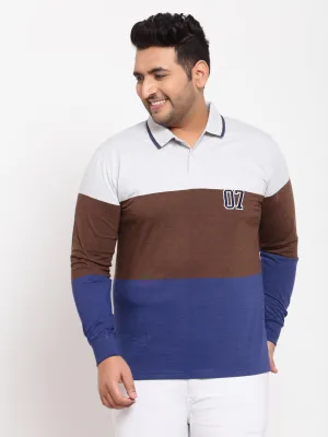 Men Multicoloured Colourblocked Polo Collar Applique T-shirt