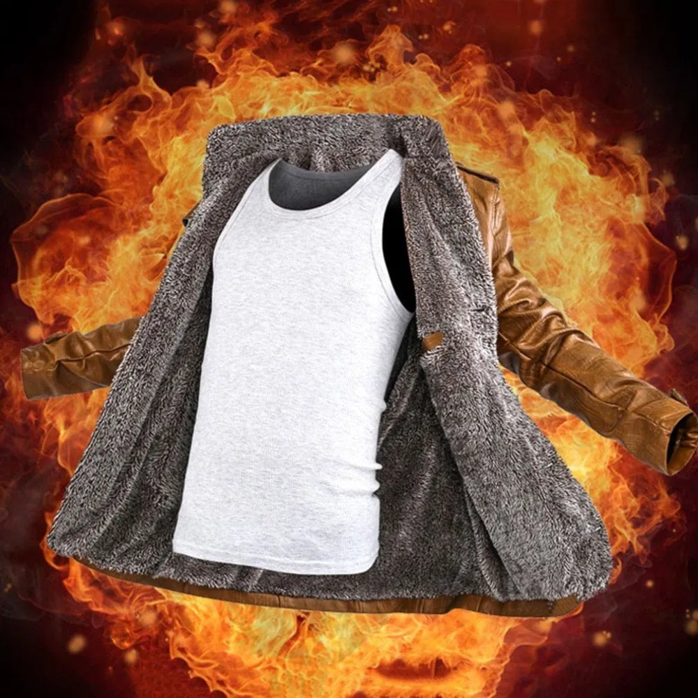 Men's Jacket - PU Leather Thickening Cotton-padded  Jackets