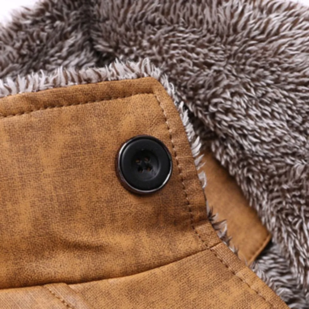 Men's Jacket - PU Leather Thickening Cotton-padded  Jackets