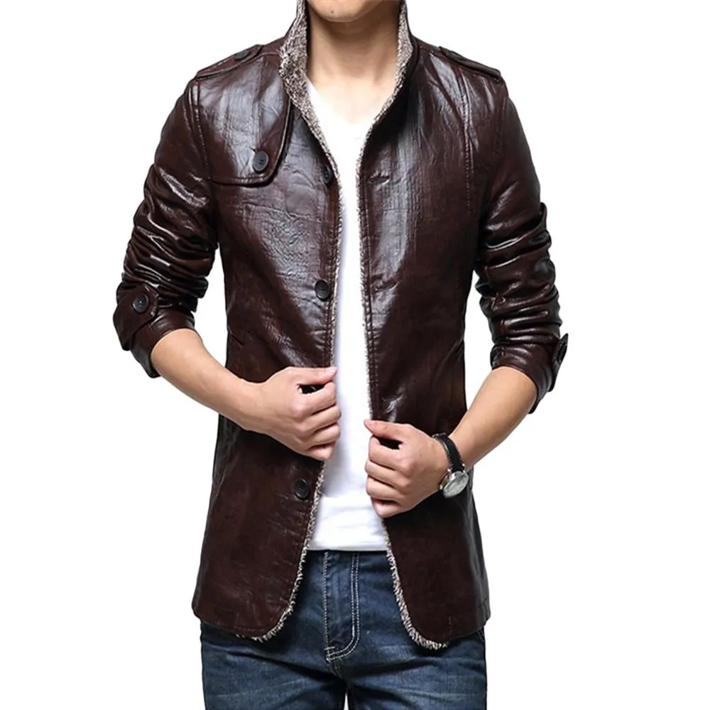 Men's Jacket - PU Leather Thickening Cotton-padded  Jackets