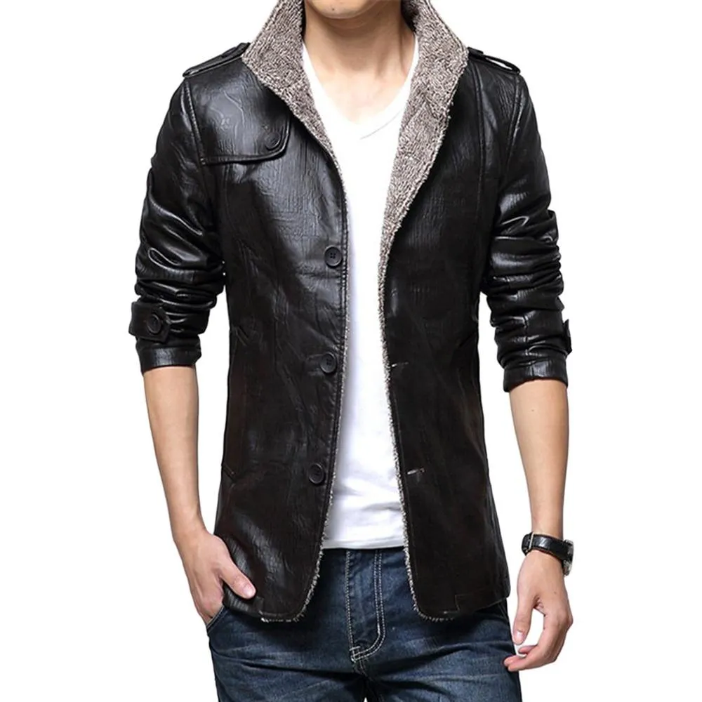 Men's Jacket - PU Leather Thickening Cotton-padded  Jackets