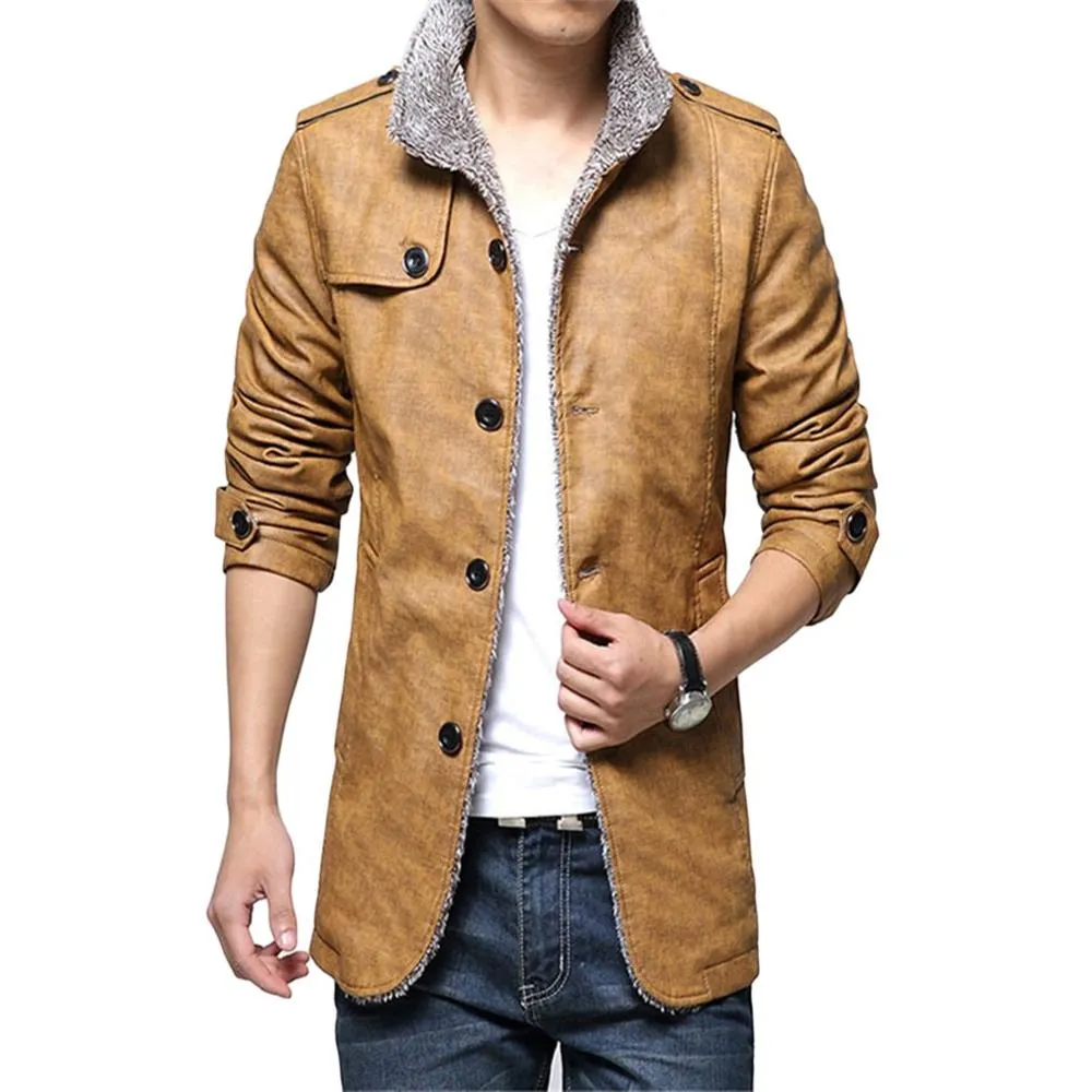 Men's Jacket - PU Leather Thickening Cotton-padded  Jackets