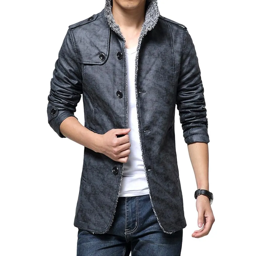 Men's Jacket - PU Leather Thickening Cotton-padded  Jackets