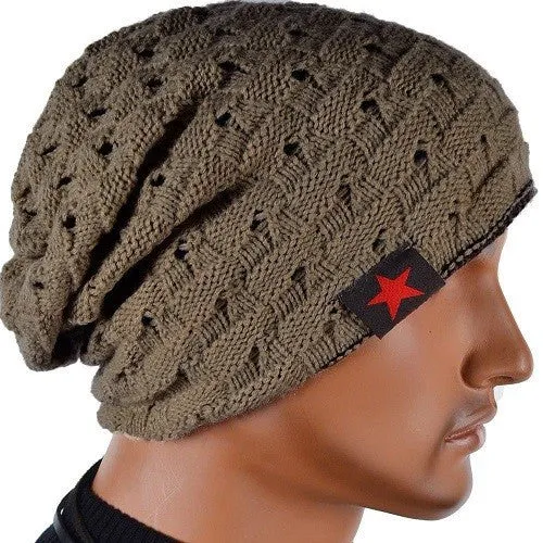 New Brand reversible knitted men warm beanie winter hats caps for men Chunky Baggy skullies