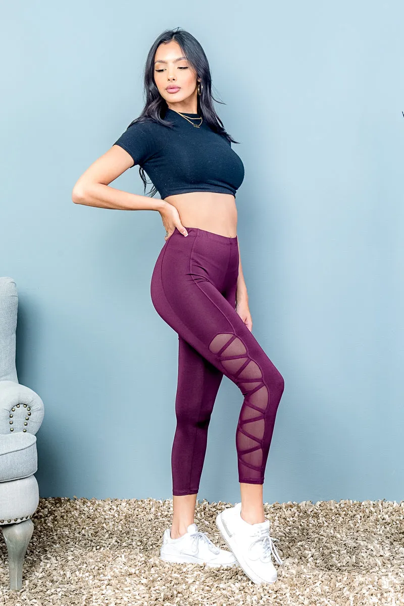 Power Stretch Fitness Leggings with Mesh Panels (AP52307)