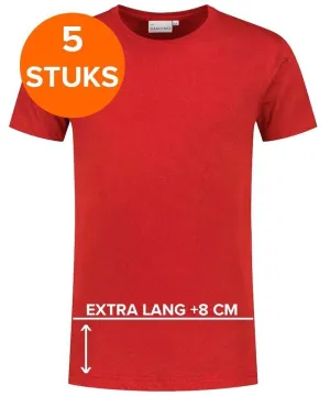 Santino T-shirt extra lang Jace plus rood 5-pack
