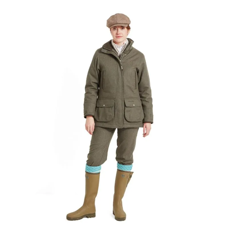 Schoffel Ptarmigan GORE-TEX Ladies Tweed Waterproof Coat - Loden Green Herringbone Tweed