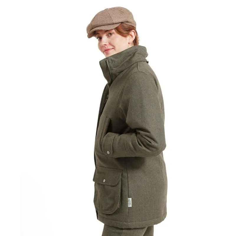 Schoffel Ptarmigan GORE-TEX Ladies Tweed Waterproof Coat - Loden Green Herringbone Tweed