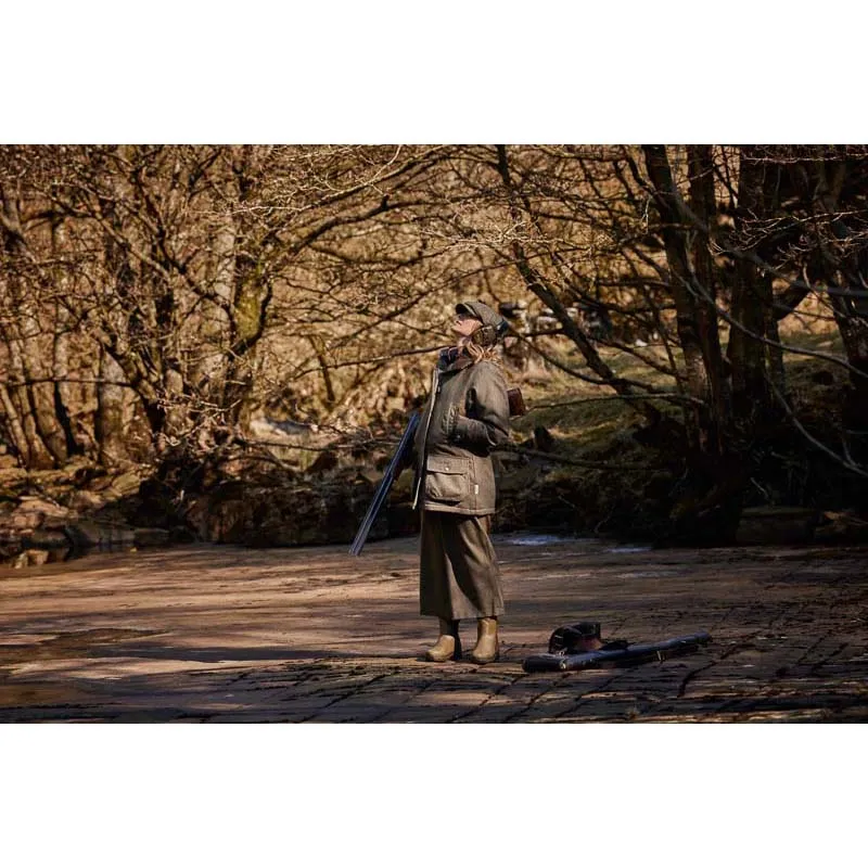 Schoffel Ptarmigan GORE-TEX Ladies Tweed Waterproof Coat - Loden Green Herringbone Tweed