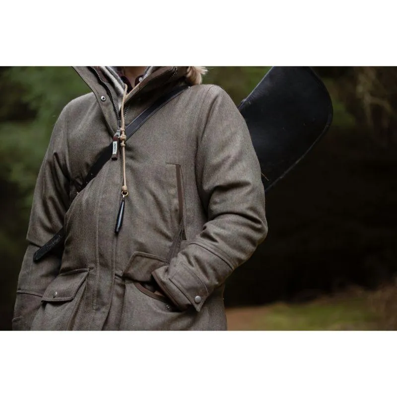 Schoffel Ptarmigan GORE-TEX Ladies Tweed Waterproof Coat - Loden Green Herringbone Tweed